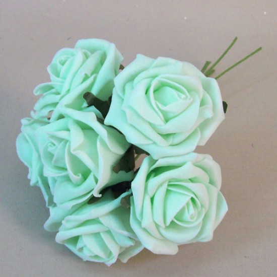 Colourfast Cottage Foam Roses Bundle Pale Mint Green 6 Pack 24cm Foam